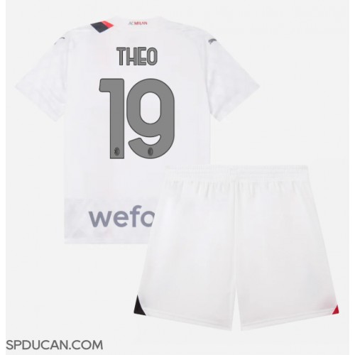 Dječji Nogometni Dres AC Milan Theo Hernandez #19 Gostujuci 2023-24 Kratak Rukav (+ Kratke hlače)